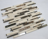 Black, White and Beige Matte Random Brick Pattern Marble Stone Wall Tile for Bathroom Shower, Kitchen Backsplashes, Fireplace By Vogue Tile